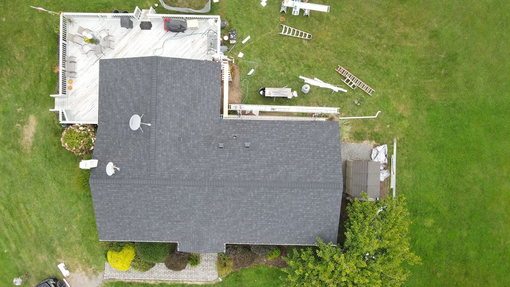 Completed asphalt shingle roof replacement on a Northeastern Pennsylvania home